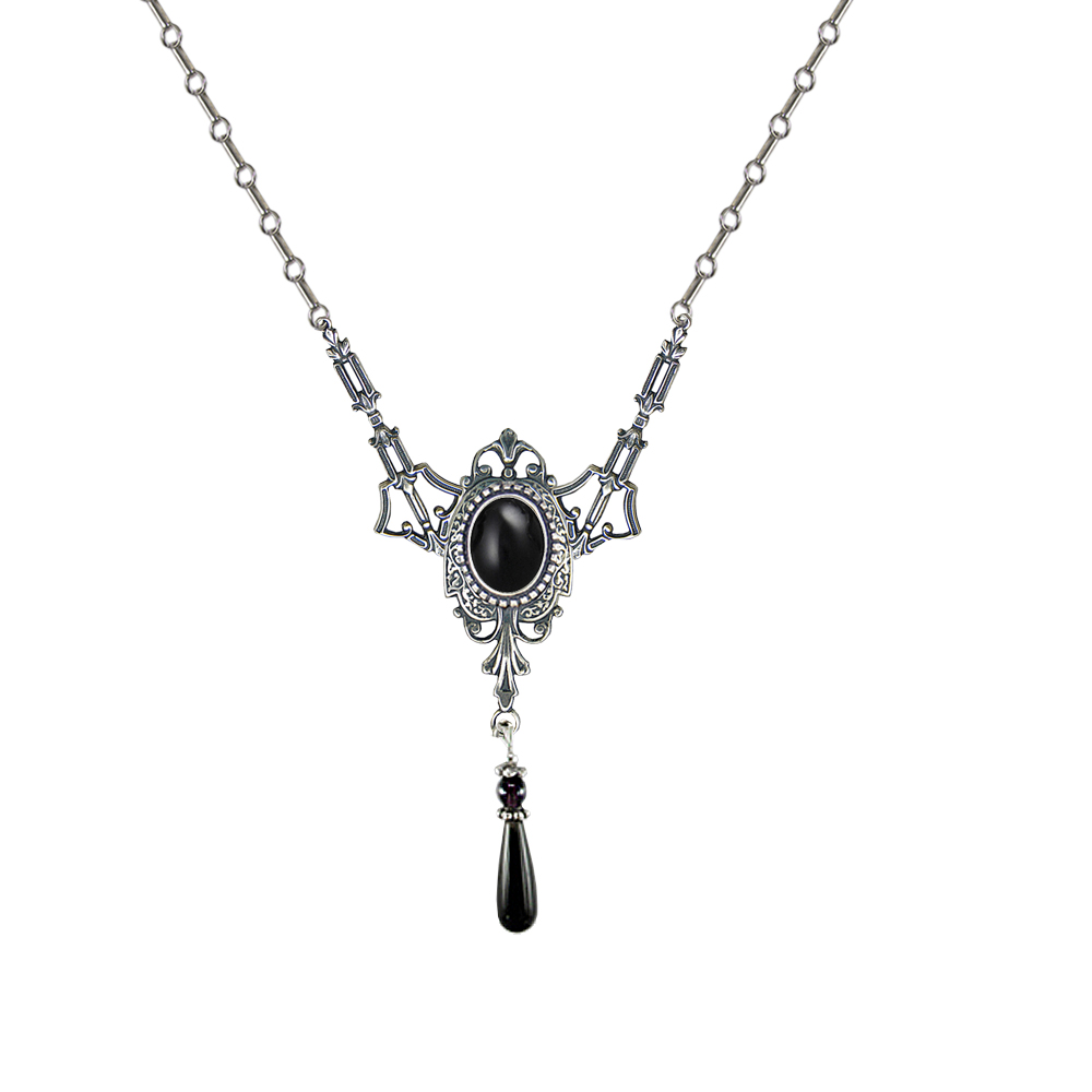 Sterling Silver Victorian Necklace With Black Onyx